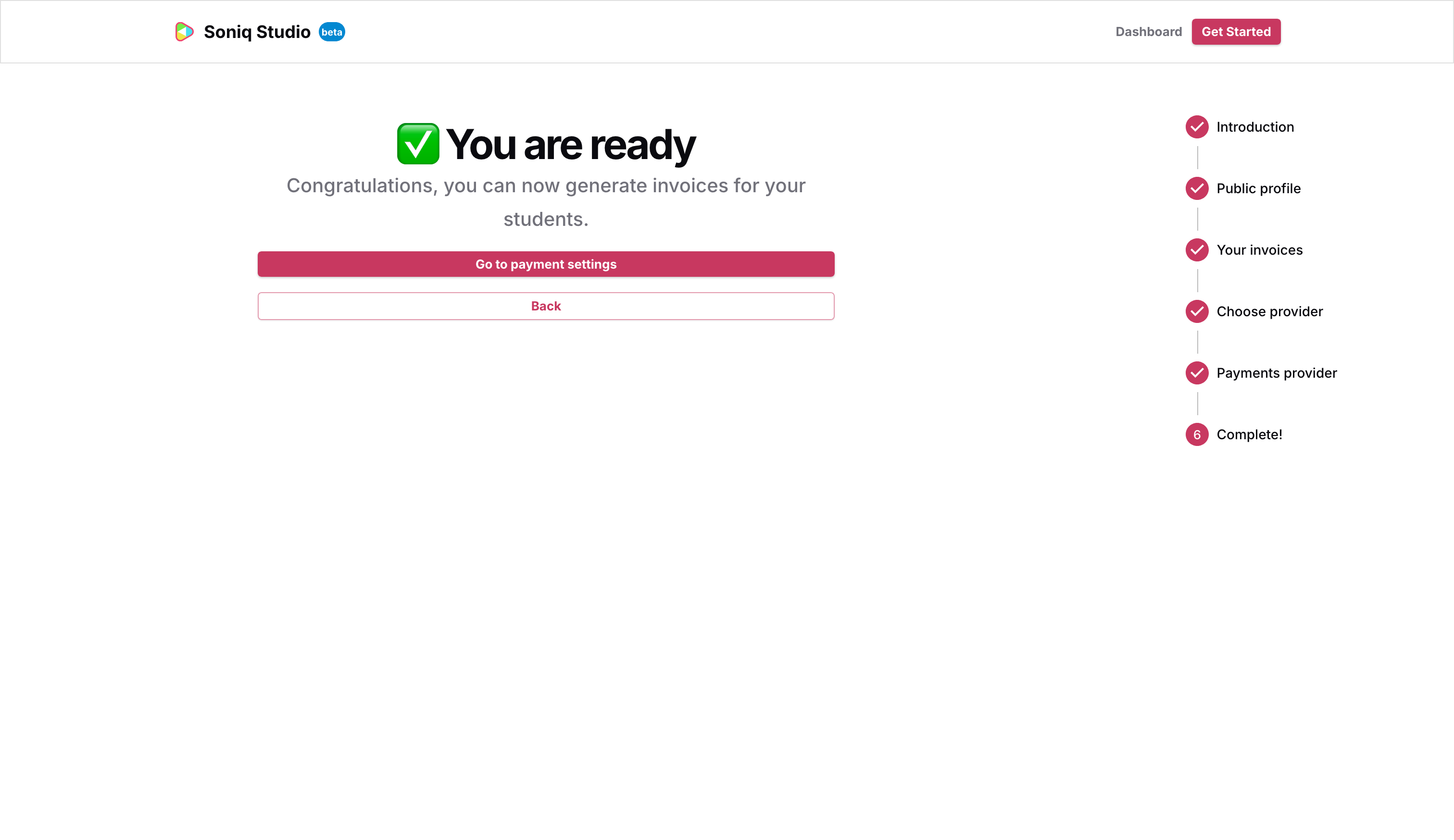 The completion screen confirming all setup steps are done